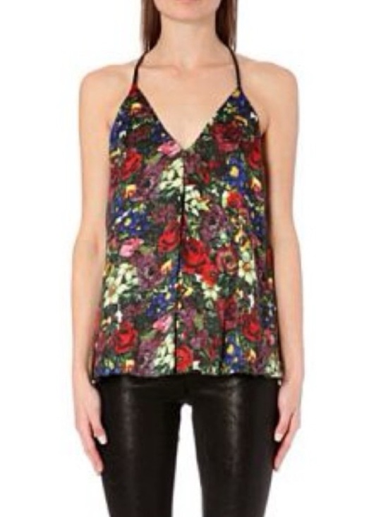 Alice + Olivia Tops - Alice + Olivia Guenda floral-print silk-satin tank top Size S
